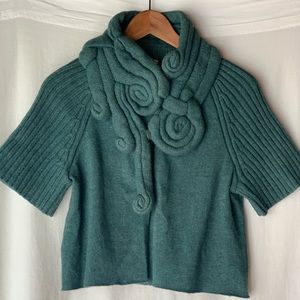 Anthropologie Moth Knotty Pine Wool Blend Cropped Cardigan Rare